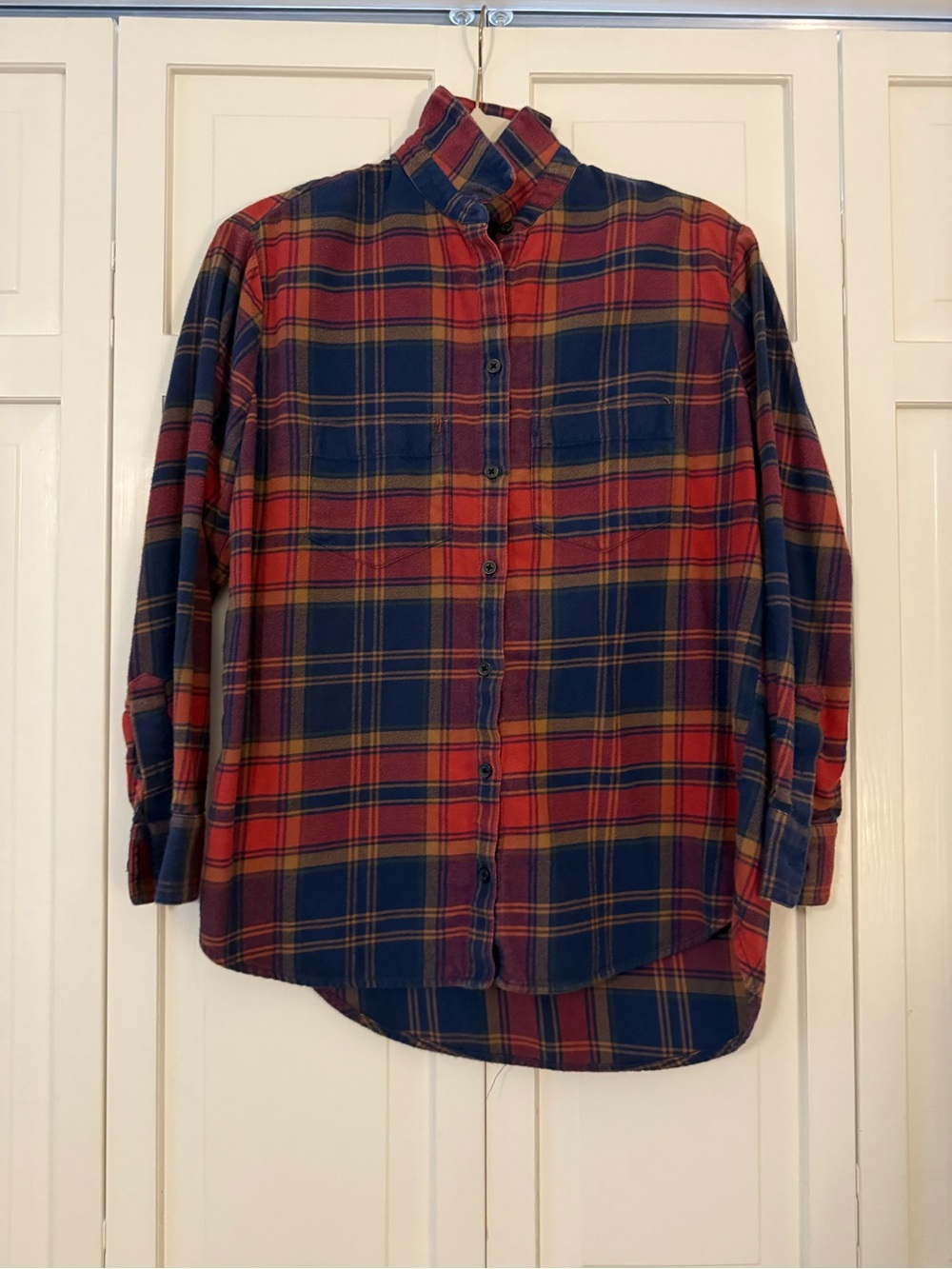 Madewell Red & Navy Plaid Button-Down Flannel